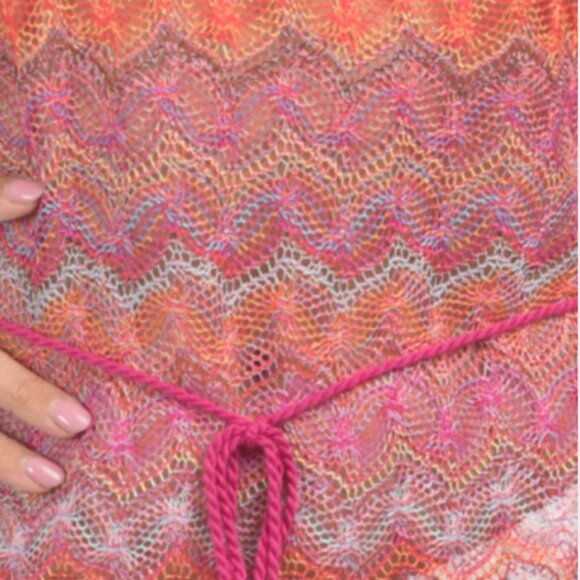 NWT Trina Turk Athena Belted Caftan Lace Crocheted Mini Cover Up Size S-M - Picture 4 of 8